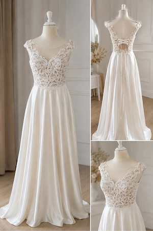  Rochie de mireasă elegantă   stil romantic, realizată în Italia 
