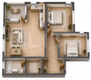 Apartament spațios cu 3 camere și logie, 79,38 mp total — Valea Ghinzii