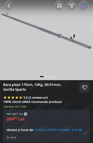 Set bancă piept + greutati + bara gorilla - imagine 4