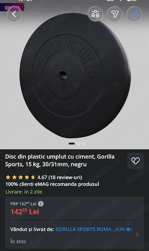 Set bancă piept + greutati + bara gorilla - imagine 2