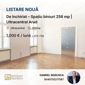De închiriat – Spațiu birouri 256 mp | Ultracentral Arad