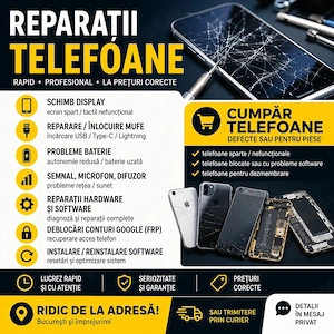 Nou cu ridicare de la adresa Reparații telefoane ieftin | Display, mufe, FRP | Cumpăr telefoane defe