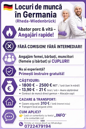 locuri de muncă  la abator- Germania 