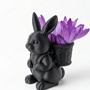 Figurină Decorativă Iepuraș cu Coș pentru Flori Mici 8cm