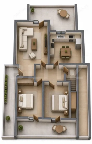 Apartament cu 4 camere și terase ample, 128.89 mp total - imagine 2