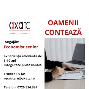Angajam economist senior cu experiență relevantă în domeniul financiar contabil