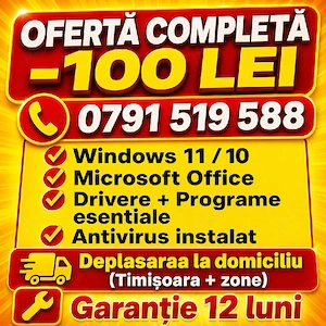 instalare windows 11,10 si reparații calculatoare, laptop la domiciliu, garanție ,licență 