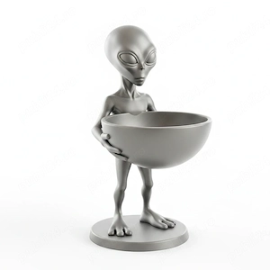 Figurină Decorativă Extraterestru cu Bol Suport Obiecte Mici 18 cm