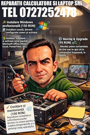 instalare windows si programe pret 150 