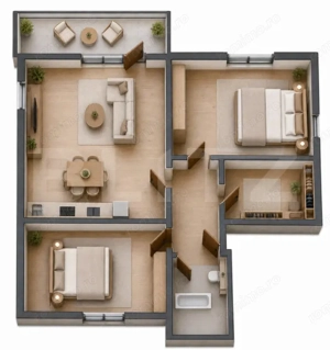 Apartament cu 3 camere, dressing și balcon, etajul 1 - imagine 3