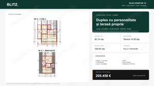 Apartament cu scara interioara cu 4 camere și terasă, 106,60 mp   - imagine 3