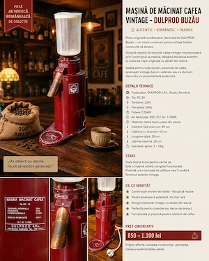 Râșniță cafea profesională vintage Dulprod RC-10   robustă, made in România
