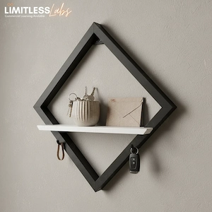 Raft de Perete Geometric Modern, Suport Decorativ pentru Plante și Obiecte Mici