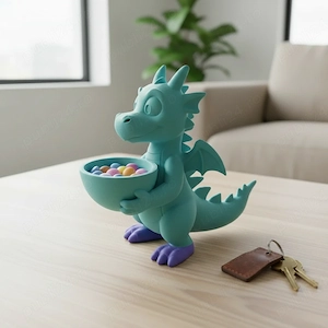 Figurină Decorativă Dragon cu Mini Bol pentru Obiecte Mici