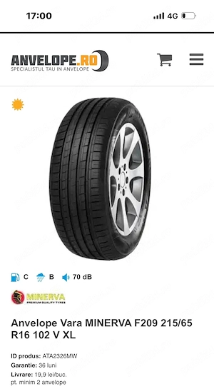 Cauciucuri de Vara Stare Noua 215/65 R16 MINERVA RADIAL  F209