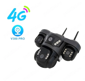 Camera de Supraveghere Tripla 4G 15MP PTZ Solară cu AI & PIR
