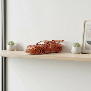Figurină auto sportivă decorativă, design Voronoi, sculptură imprimată 3D, decor de perete modern