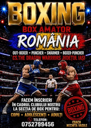 CS.The Dragon Warriors Facem Înscrieri (K-1 Kickboxing, Box Amator, Military MMA, Krav Maga, Karate)