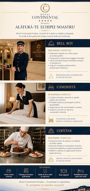 Angajam pentru Hotel Continental