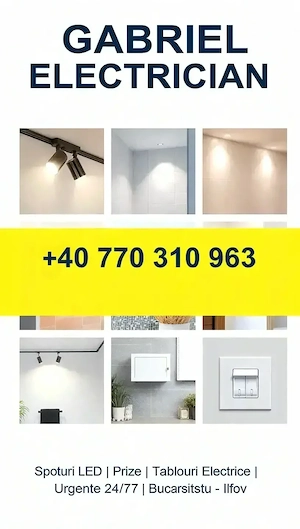 Ofer servicii profesionale de instalații electrice pentru locuințe, spații comerciale și birouri. Ex