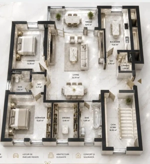 Apartament premium cu 3 camere, 96mp utili, Butterfly 3 