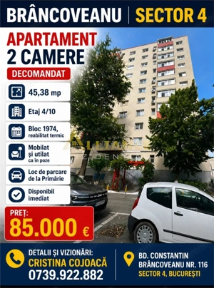 Sector 4 Brancoveanu 2 camere decomandat Mobilat si Utilat