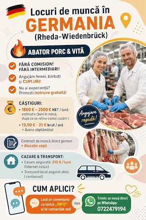 locuri de muncă  la abator- Germania 