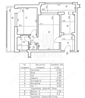 Apartament-2 Camere-Parter Inalt-60mp-2 Balcoane-Piata Valea Rosie - imagine 9