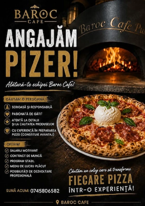 Angajăm pizzer cu experiență sau dornic să învețe.