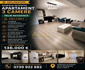 Palm Residence Soseaua Oltenitei Apartament 3 camere 2 bai mobilat