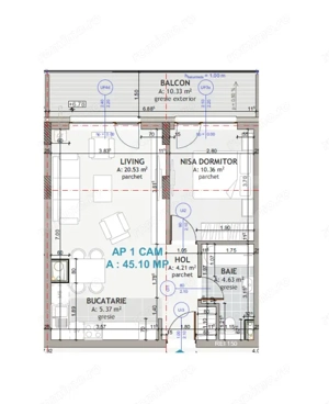 Apartament lux 2 camere, 45 mp, terasa 10 mp, etaj intermediar, garaj, Eroilor - imagine 8