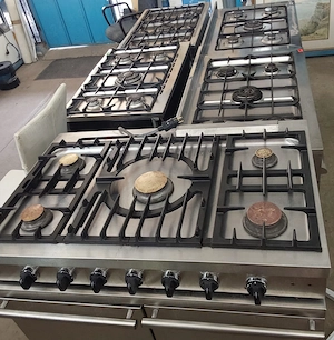 Aragaze profesionale mari din Inox cu 5 arzatoare si 2 sau 3 cuptoare