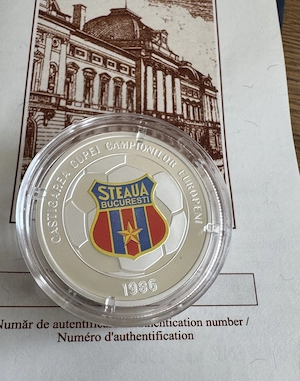 Moneda BNR Steaua București 40 de ani de la câștigarea Cupei Campionilor Europeni SEVILIA 7 MAI 1986