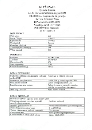 Hyundai elantra 2021 - unic proprietar, km reali, fara daune, revizii la zi. pret negociabil - imagine 2