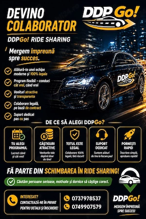 Angajăm Șoferi Parteneri Uber & Bolt   Câștiguri Atractive și Program Flexibil!