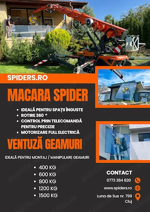 Inchiriere macara spider  si ventuza pentru geamuri 