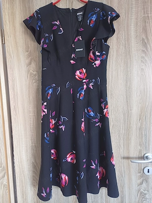Rochie DKNY, mar.36, noua, neagra cu imprimeu floral
