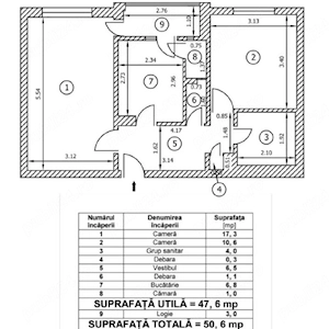 2 camere, 7 8, bloc 1986, 51mp-Lujerului
