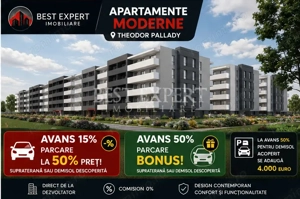 Profită acum! 2 camere| Avans 15% și loc de parcare la  50 %! Th Pallady