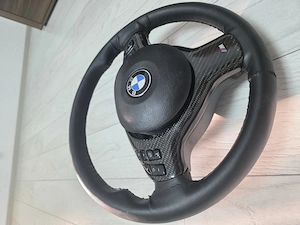 Volan BMW E46 M Original + Trim schimbător Carbon Real - imagine 5