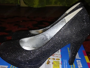 Pantofi Stiletto Noi Weide   Negru Glitter (Sclipici), Mărimea 39