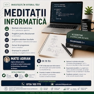 Meditații Informatică | Pregătire Bacalaureat | Cursuri Programare | Orientare Carieră IT