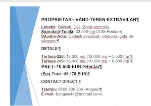 Teren extravilan + pădure salcâm   Băilești, Dolj   ideal pentru investiție