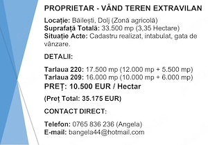 Teren Agricol Arabil 3,35 Ha în Băilești (T220 & T209)  Acte la zi, Cernoziom Superior - imagine 5