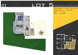 Apart.FINALIZAT bloc nou-2 Camere-62mp si curte 133 mp-bloc Premium-Titan-Pallady - imagine 2