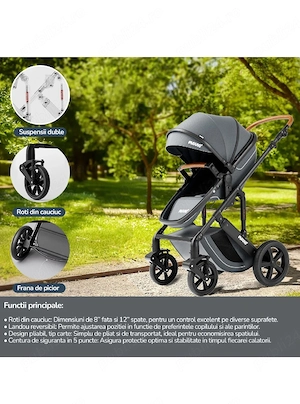 Carucior 3 în 1bebe stare impecabila - imagine 5