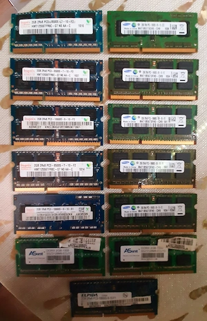 Rami laptop 2 GB DDR3 Hynix, Samsung frecvență 8500s, 10600s-15 lei bucata
