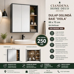    Dulap oglindă baie sonoma gri (3095)