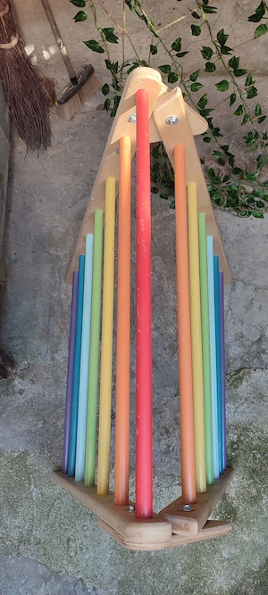 Triunghi Pikler mare, colorat, cu rampă, Lemnino 