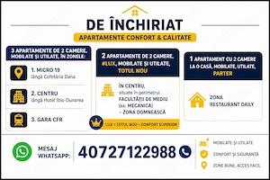 Apartament LUX 2 camere, TOTUL NOU, mobilat și utilat